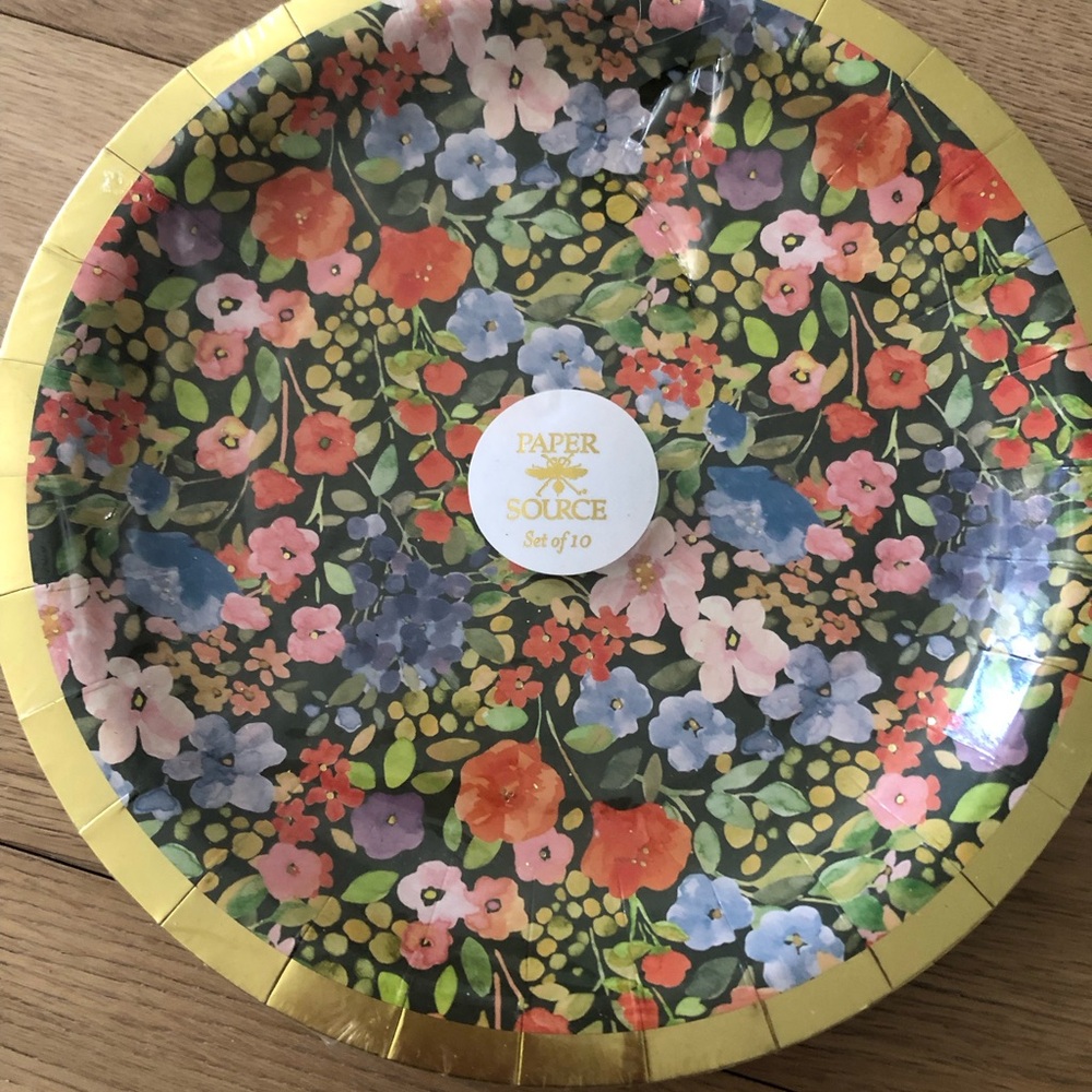 Paper Source Dinner Plates with Floral Print Pack of 10 Disposable Plates